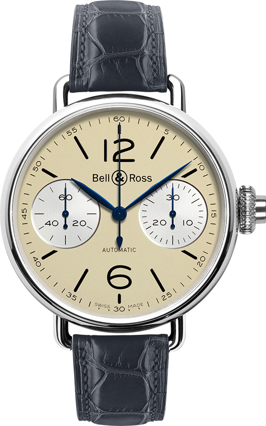 Bell Ross Vintage Self winding Automatic Ivory Mens Watch WW1-CHRONOGRAPH-MONOPOUSSOIR-IVORY 