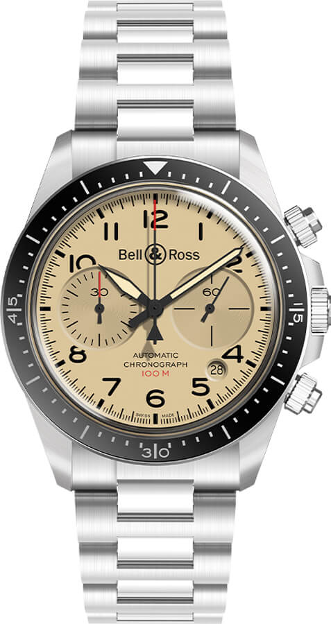 Bell Ross Vintage Self winding Automatic Beige Mens Watch BR-V2-94-MILITARY-BEIGE-SST 
