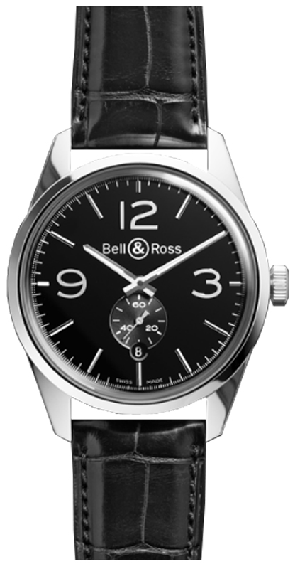 Bell Ross Vintage Black Mens Watch BR-123-OFFICER-BLACK 