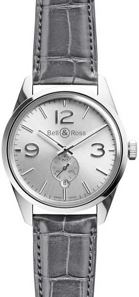 Bell Ross Vintage Self winding Automatic Silver Mens Watch BR-123-OFFICER-WHITE 
