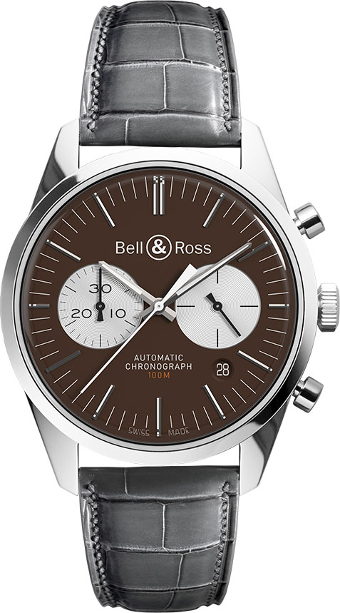 Bell Ross Vintage Self winding Automatic Brown Mens Watch BR-126-OFFICER-BROWN 
