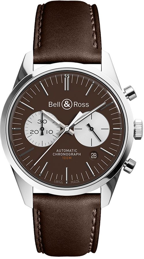 Bell Ross Vintage Self winding Automatic Brown Mens Watch BR-126-OFFICER-BROWN-B-V-039 