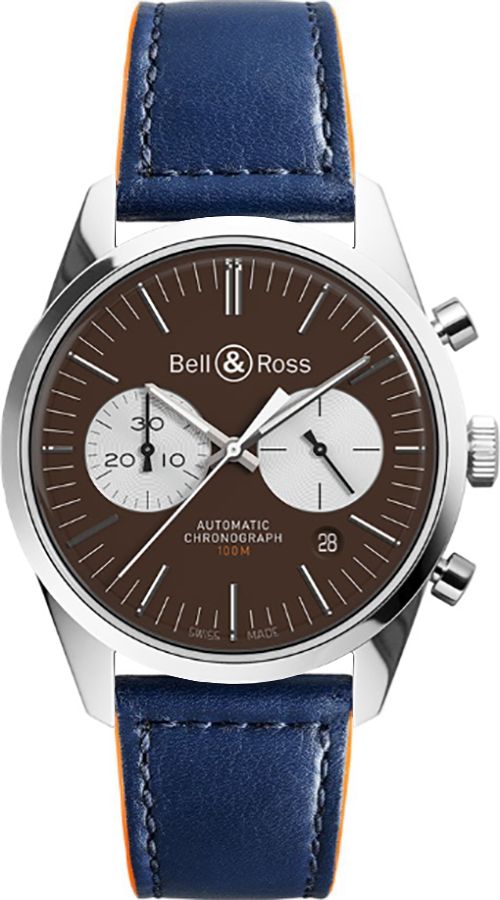 Bell Ross Vintage Self winding Automatic Brown Mens Watch BR-126-OFFICER-BROWN-B-V-072 