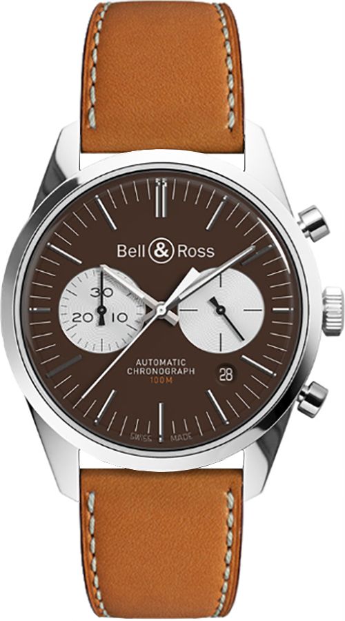 Bell Ross Vintage Self winding Automatic Brown Mens Watch BR-126-OFFICER-BROWN-B-V-051 