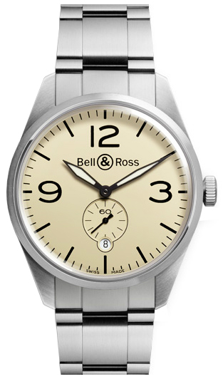 Bell Ross Vintage Self winding Automatic Beige Mens Watch BR-123-ORIGINAL-BEIGE-STEEL 