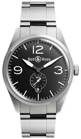 Bell Ross Vintage Black Mens Watch BR-123-ORIGINAL-BLACK-STEEL 