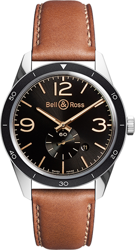 Bell Ross Vintage Self winding Automatic Black Mens Watch BR-123-GOLDEN-HERITAGE 