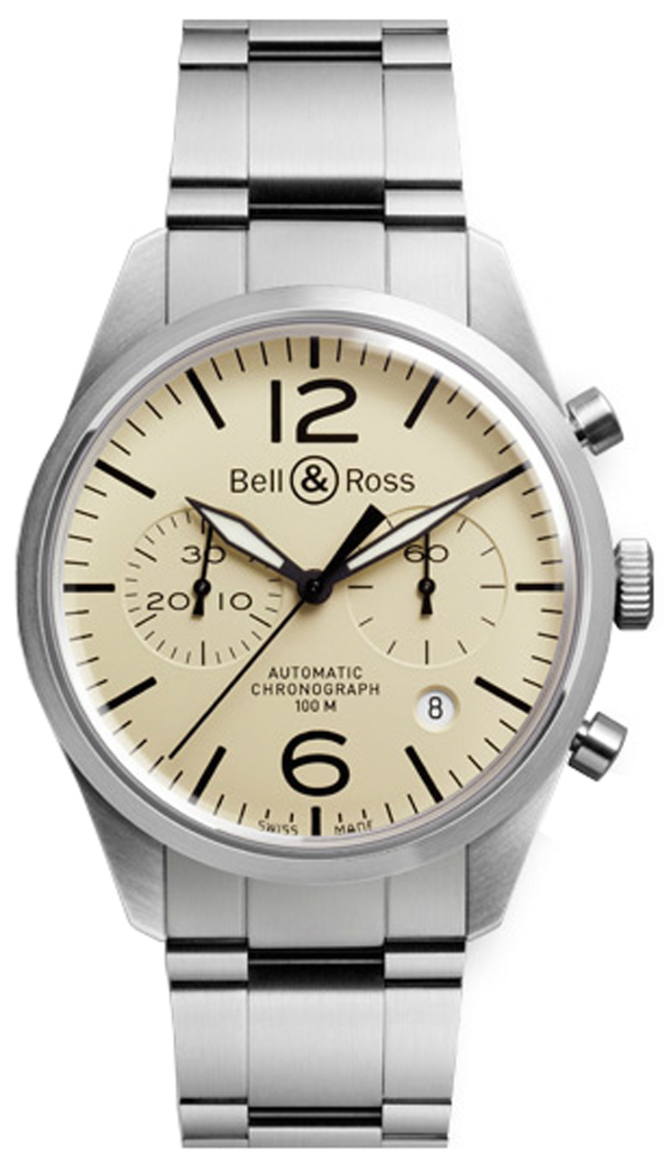 Bell Ross Vintage Self winding Automatic Beige Mens Watch BR-126-ORIGINAL-BEIGE-STEEL 