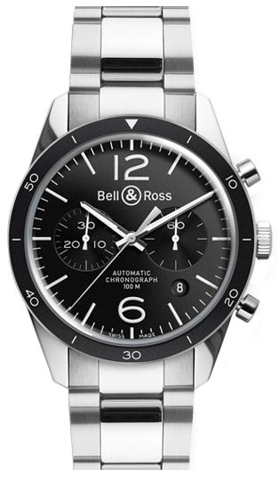 Bell Ross Vintage Self winding Automatic Black Mens Watch BR-126-SPORT-STEEL 