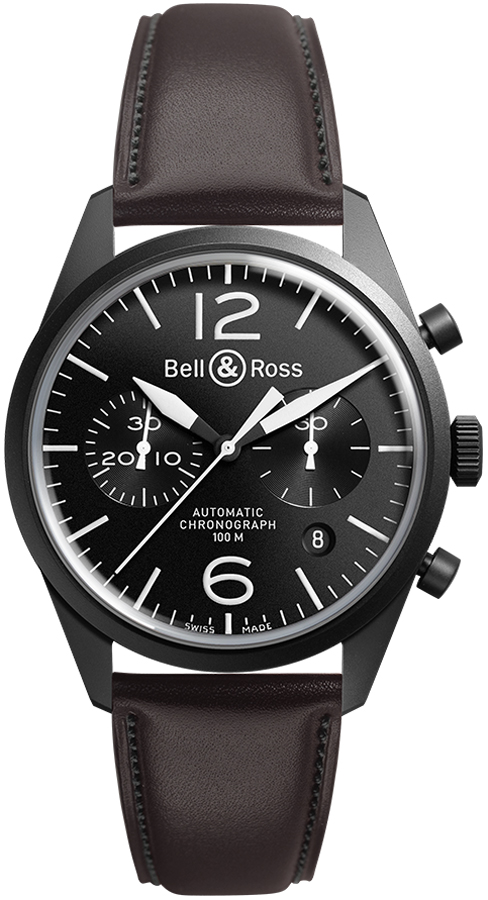 Bell Ross Vintage Self winding Automatic Black Mens Watch BR-126-ORIGINAL-CARBON 