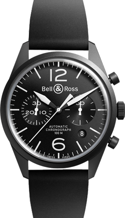 Bell Ross Vintage Black Mens Watch BR-126-ORIGINAL-CARBON-RS 