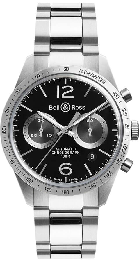 Bell Ross Vintage Self winding Automatic Black Mens Watch BR-126-GT-STEEL 