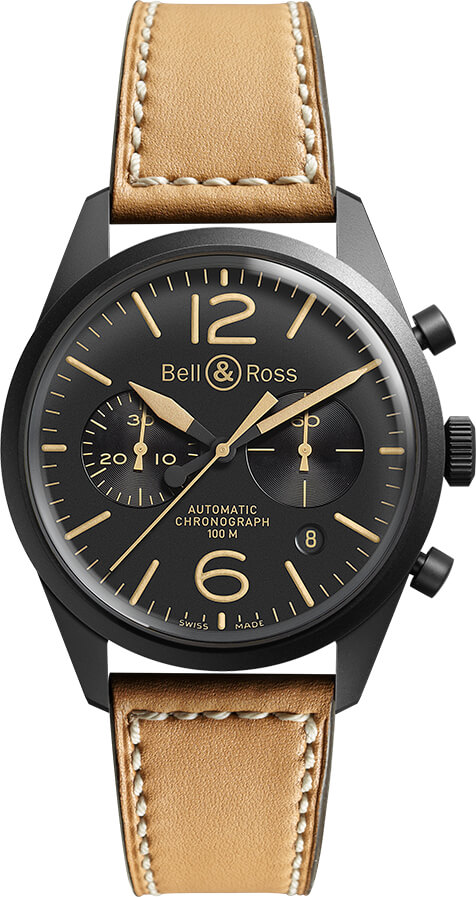 Bell Ross Vintage Self winding Automatic Black Mens Watch BR-126-HERITAGE 