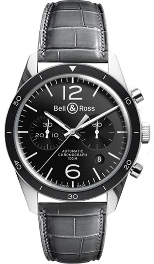 Bell Ross Vintage Self winding Automatic Black Mens Watch BR-126-SPORT-STEEL-B-A-046 