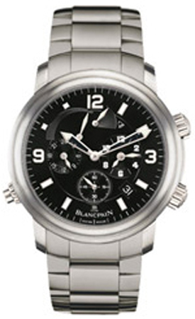 Blancpain Leman GMT Alarm Self-winding Automatic Black Mens Watch 2041-1230-98B 