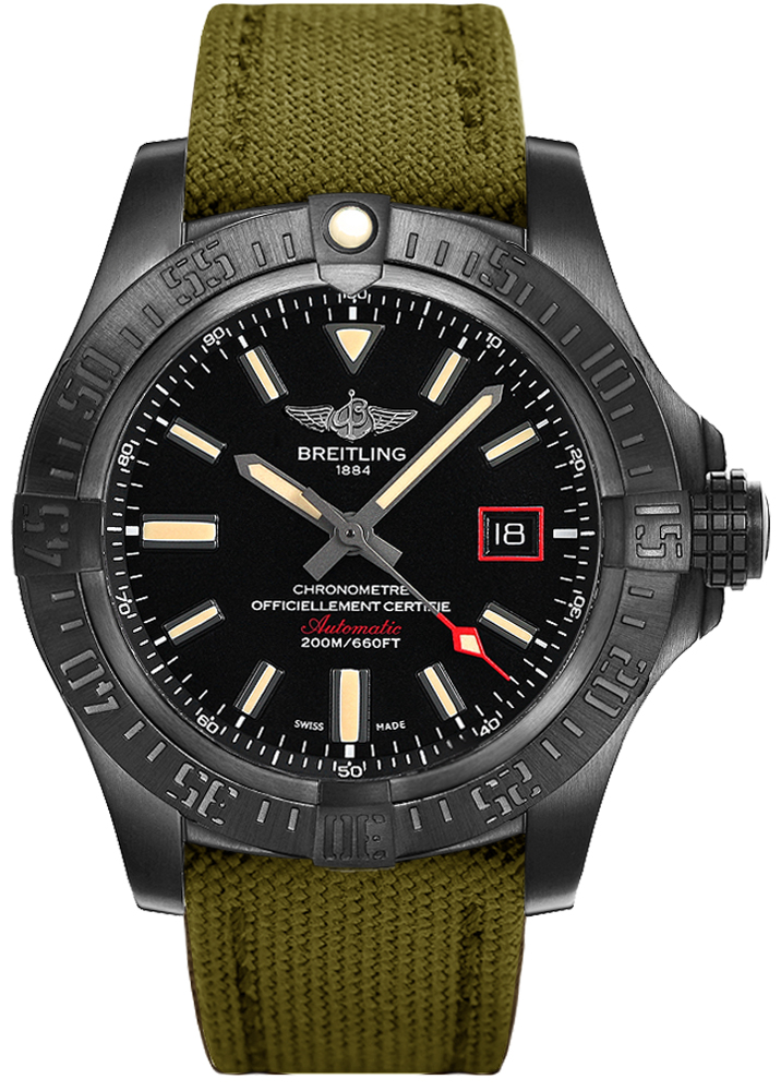 Breitling Avenger Self winding Automatic Chronometer Black Mens Watch V1731110-BD74-106W 
