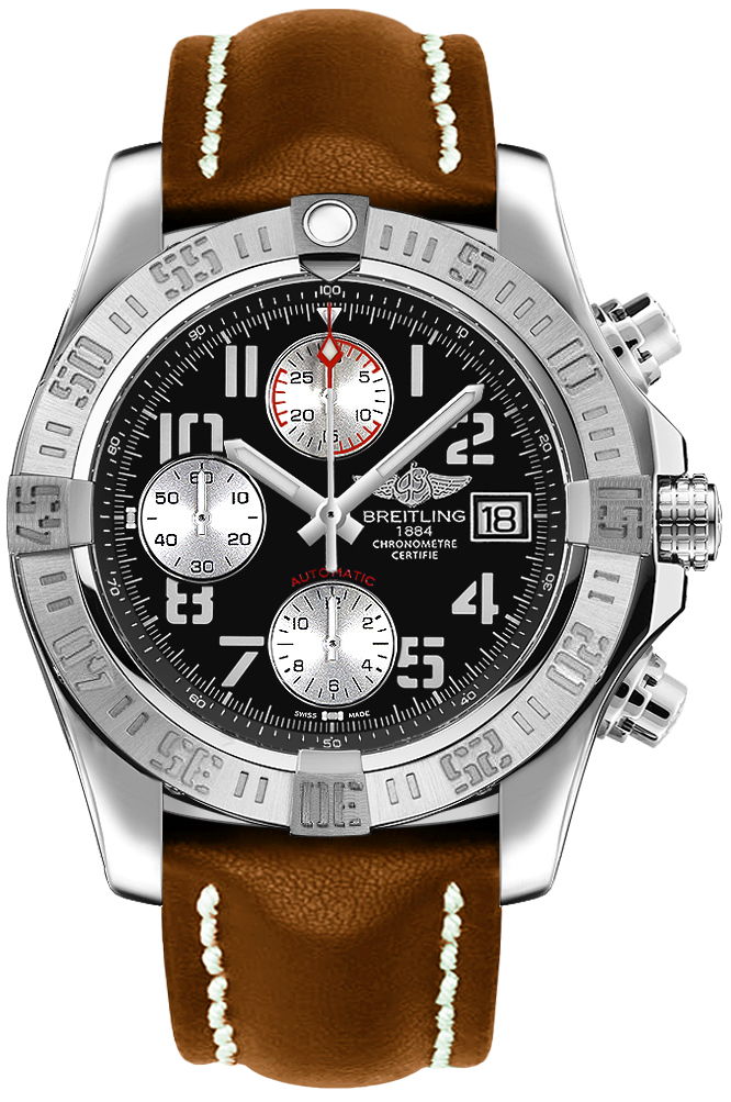Breitling Avenger II Brown Leather Steel 43mm Men's Watch A1338111/BC33-437X 