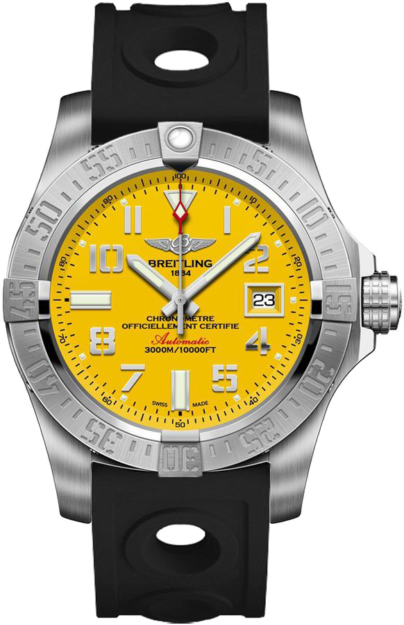 Breitling Avenger Self winding Automatic Chronometer Yellow Mens Watch A1733110-I519-227S 