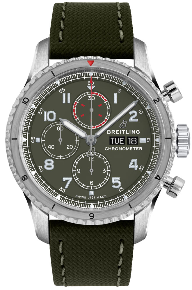 Breitling Navitimer Aviator 8 Self winding Automatic Green Mens Watch A133161A1L1X2 