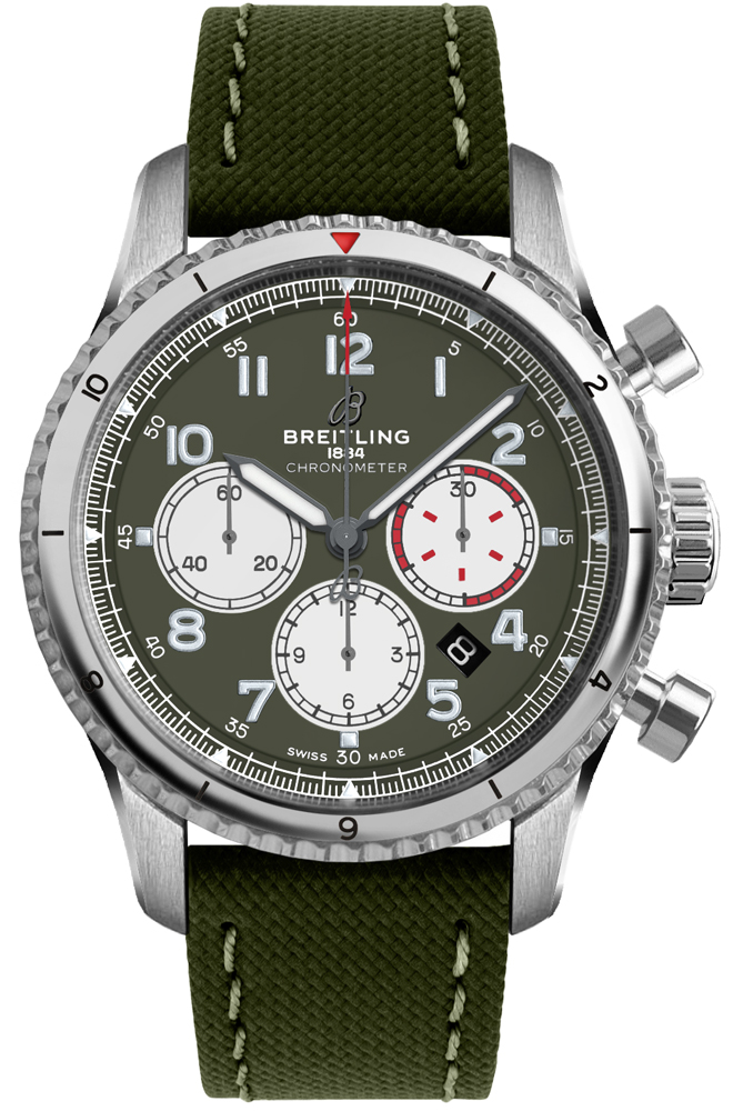 Breitling Navitimer Aviator 8 Self winding Automatic Green Mens Watch AB01192A1L1X1 