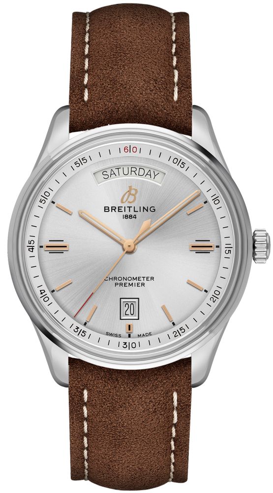 Breitling Premier Self winding Automatic Chronometer Silver Mens Watch A45340211G1X1 