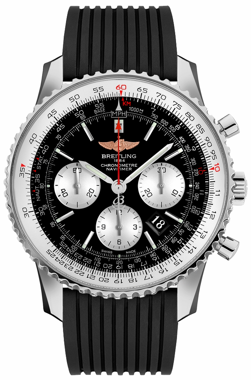 Breitling Navitimer Self winding Automatic Chronometer Black Mens Watch AB012721-BD09-268S 