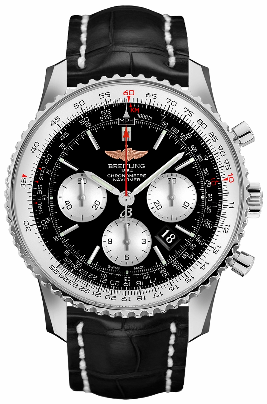 Breitling Navitimer Self winding Automatic Chronometer Black Mens Watch AB012721-BD09-760P 