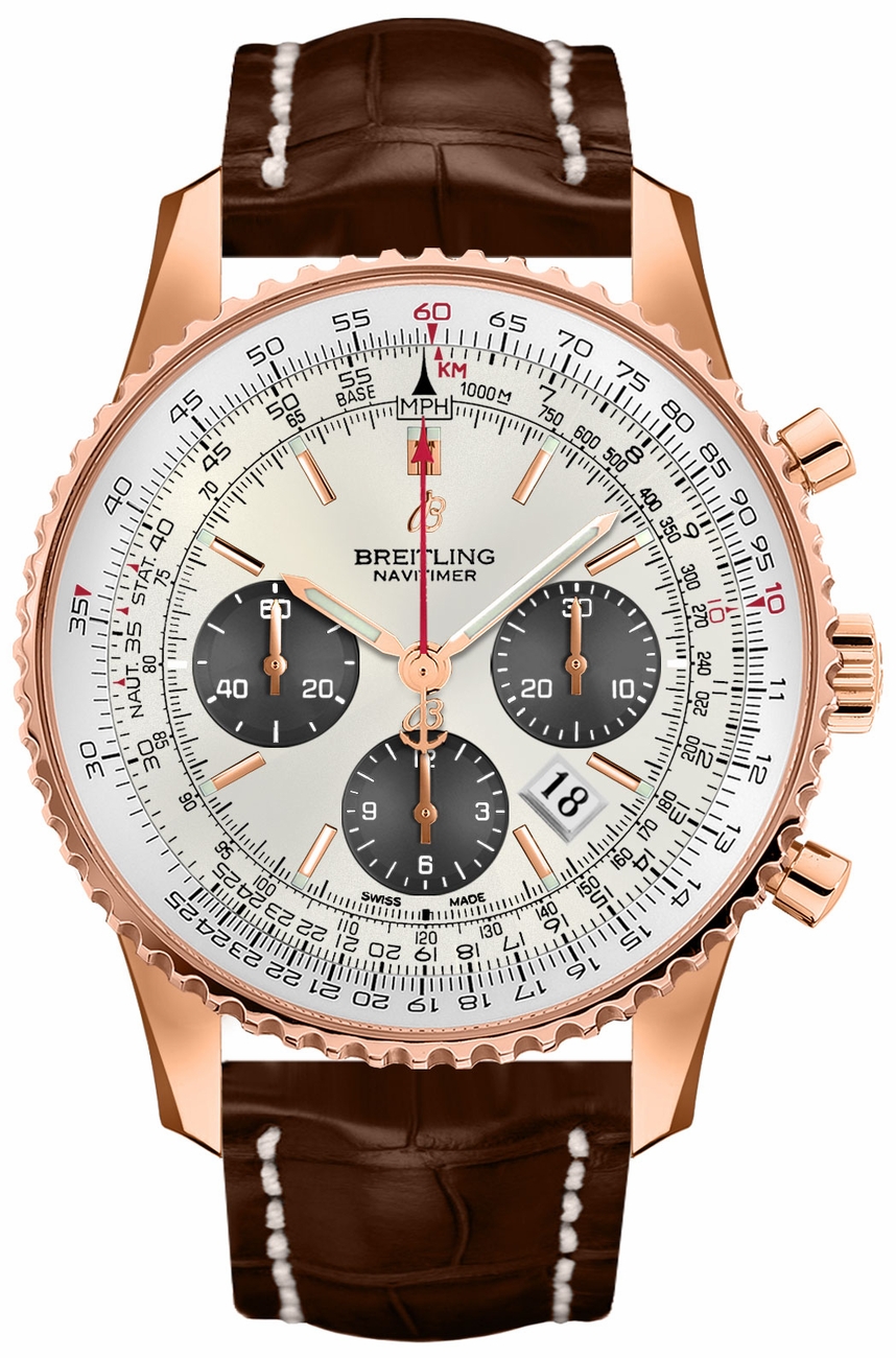 Breitling Navitimer Self winding Automatic Chronometer Silver Watch RB0127121G1P1 