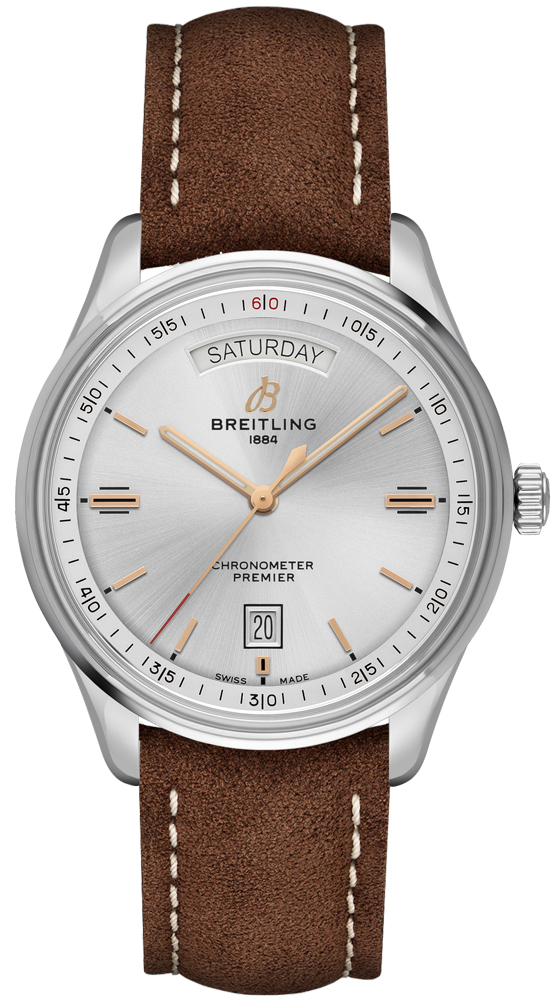 Breitling Premier Self winding Automatic Chronometer Silver Watch A45340211G1X3 