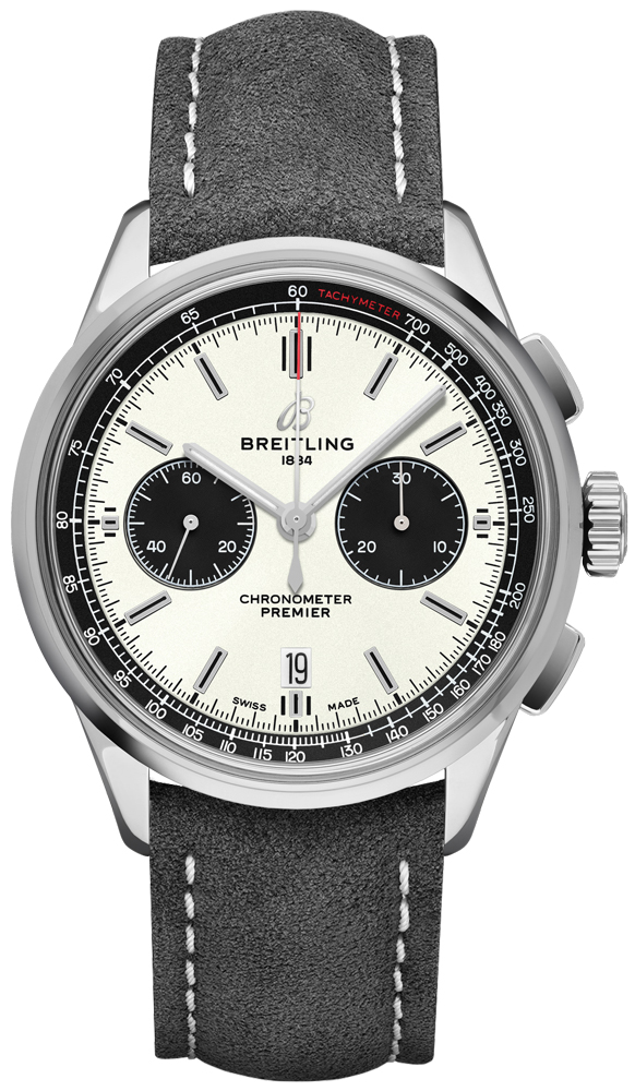 Breitling Premier Self winding Automatic Chronometer Silver Mens Watch AB0118221G1X1 