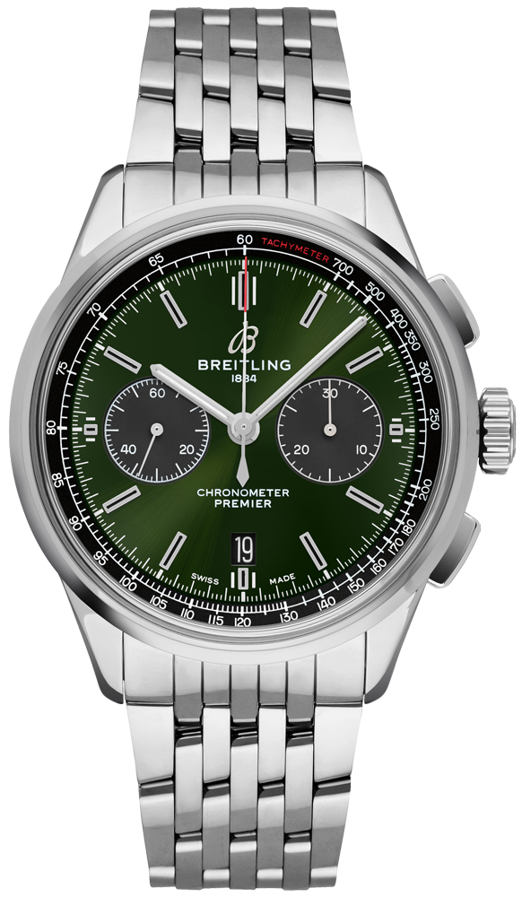 Breitling Premier Self winding Automatic Green Mens Watch AB0118A11L1A1 
