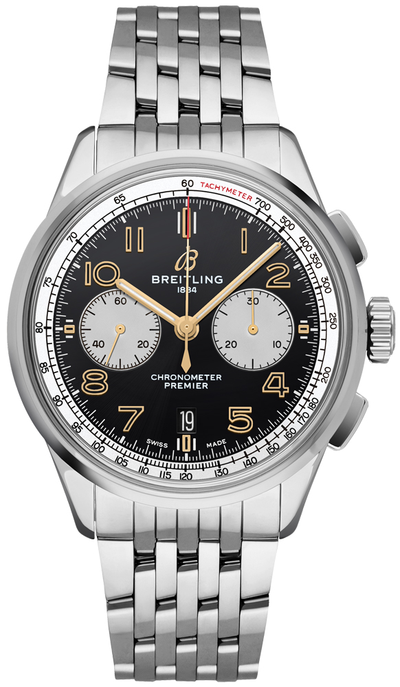Breitling Premier Self winding Automatic Chronometer Black Mens Watch AB0118A21B1A1 