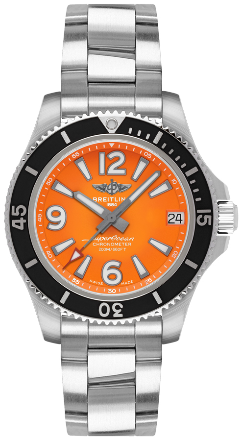 Breitling Superocean Self winding Automatic Orange Ladies Watch A17316D71O1A1 