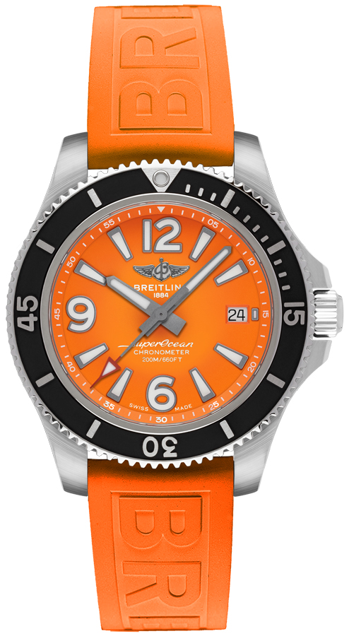 Breitling Superocean Self winding Automatic Orange Ladies Watch A17316D71O1S1 