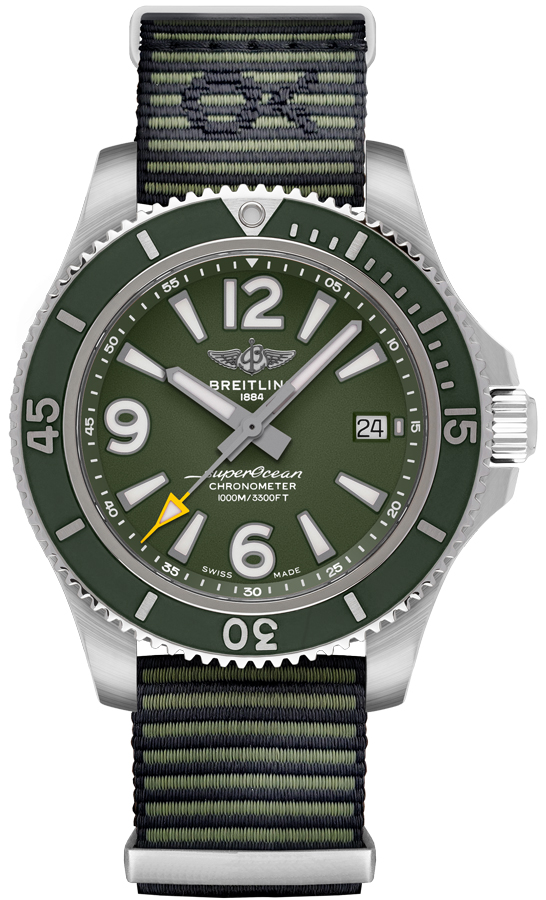 Breitling Superocean Self winding Automatic Green Mens Watch A17367A11L1W1 