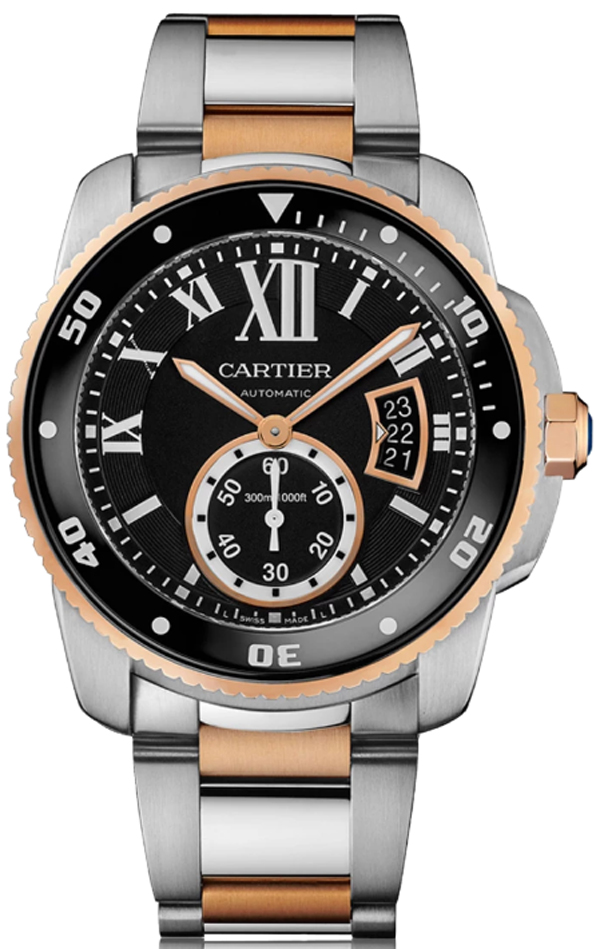 Cartier Calibre De Cartier Diver Self winding Automatic Black Mens Watch W7100054 