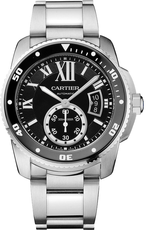 Cartier Calibre De Cartier Diver Self winding Automatic Black Mens Watch W7100057 