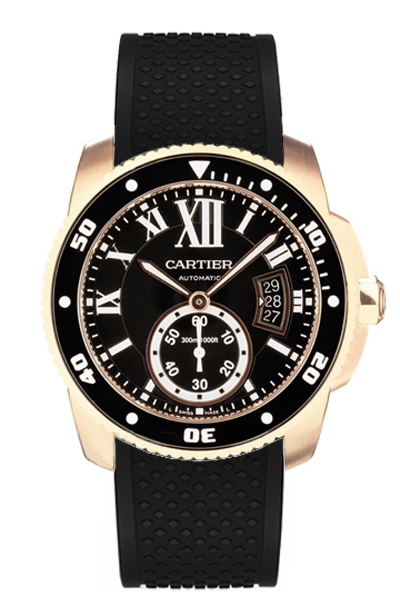 Cartier Calibre De Cartier Diver Self winding Automatic Black Mens Watch W7100052 