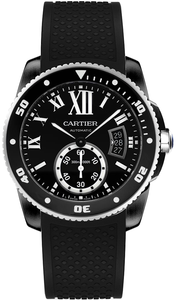 Cartier Calibre De Cartier Diver Self winding Automatic Black Mens Watch WSCA0006 