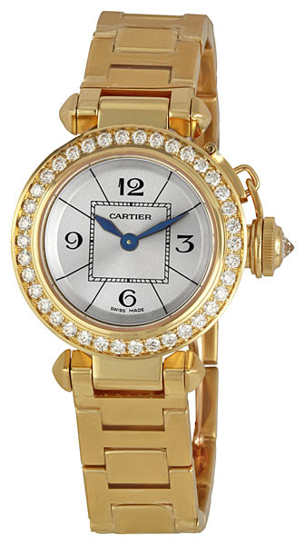 Cartier Pasha Battery Operated Quartz Silver Ladies Watch WJ124014 