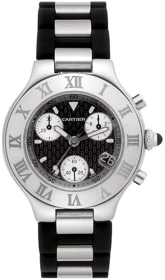 Cartier Must 21 Battery Operated Quartz Black Mens Watch W10125U2 