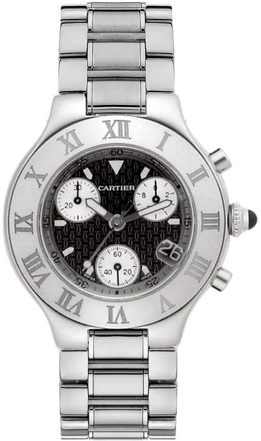Cartier Must 21 Battery Operated Quartz Black Mens Watch W10172T2 