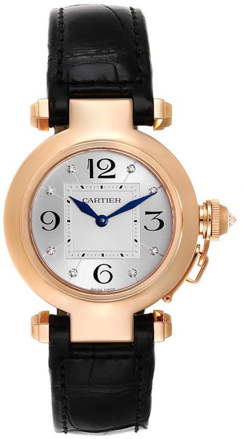 Cartier Pasha Battery Operated Quartz Silver Ladies Watch WJ11913G 