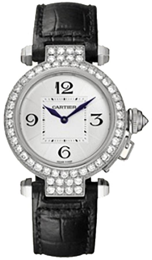Cartier Pasha Battery Operated Quartz Silver Ladies Watch WJ11922G 