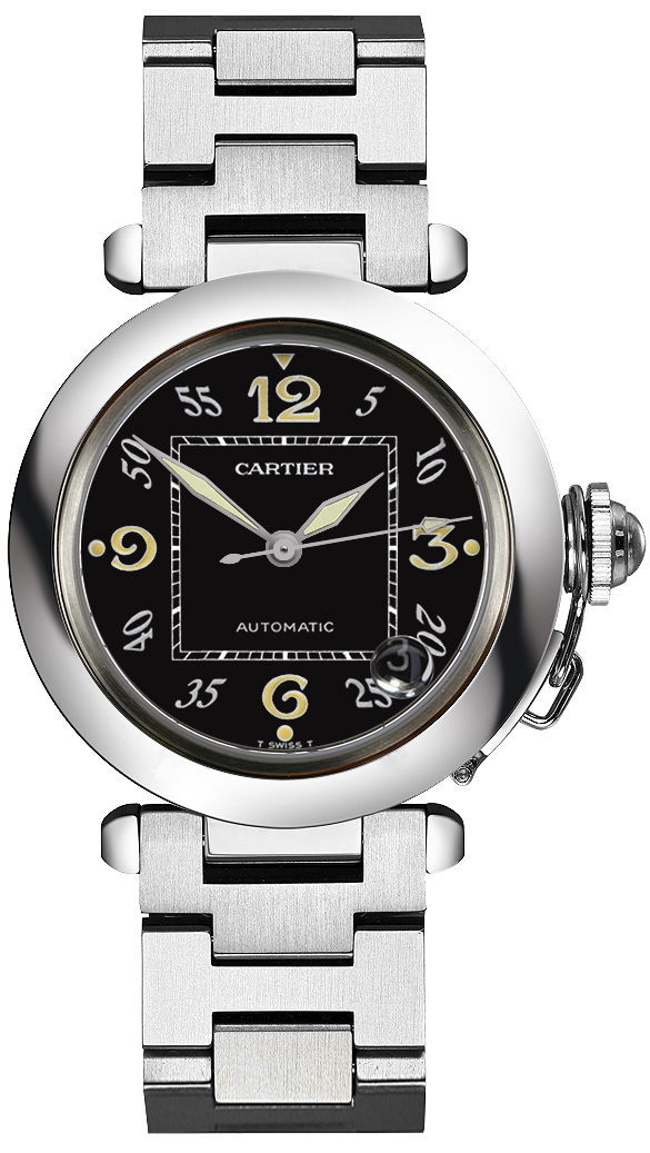 Cartier Pasha Self winding Automatic Black UNISEX Watch W31043M7 