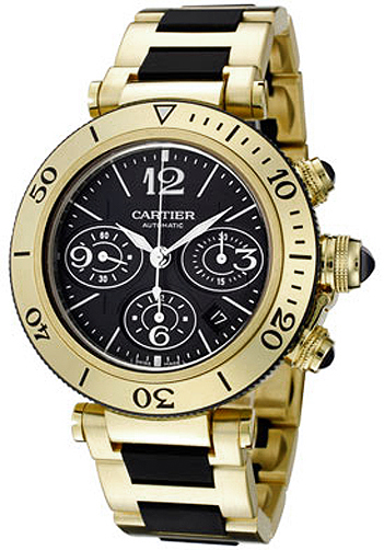 Cartier Pasha Self winding Automatic Black Mens Watch W301970M 