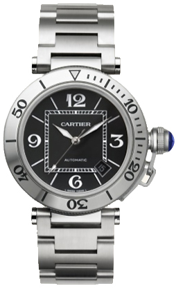 Cartier Pasha Self winding Automatic Black Mens Watch W31077M7 