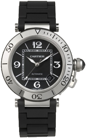 Cartier Pasha Self winding Automatic Black Mens Watch W31077U2 