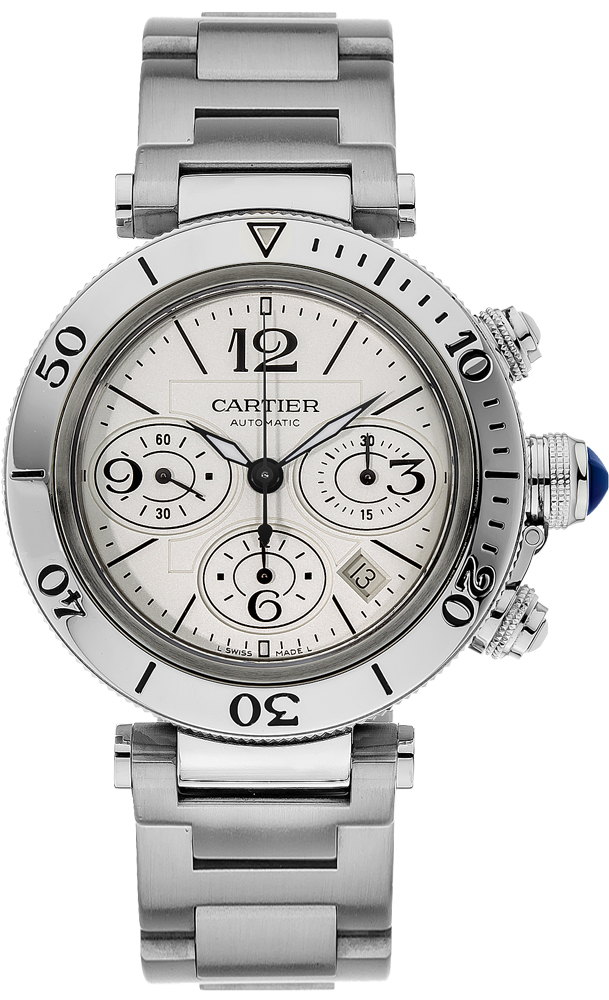 Cartier Pasha Self winding Automatic White Mens Watch W31089M7 