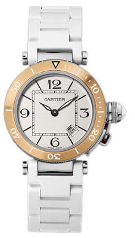 Cartier Pasha Battery Operated Quartz Silver Ladies Watch W3140001 